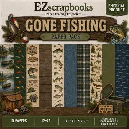 Gone Fishing - 12X12 Scrapbook Paper Pack - 26-8165