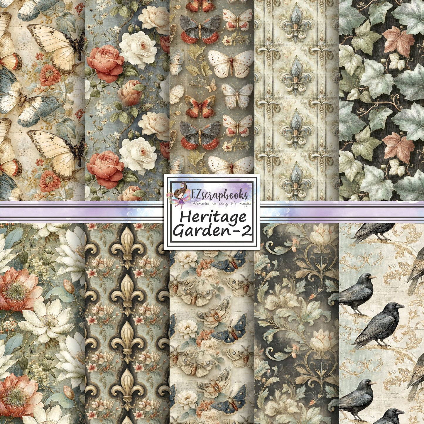 Heritage Garden-2 - 12X12 Scrapbook Paper Pack - 26-8172