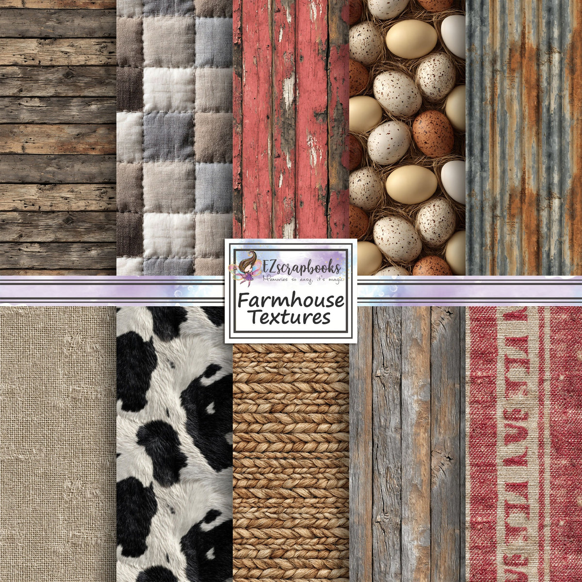 Farmhouse Textures - 12X12 Scrapbook Paper Pack - 26-8174
