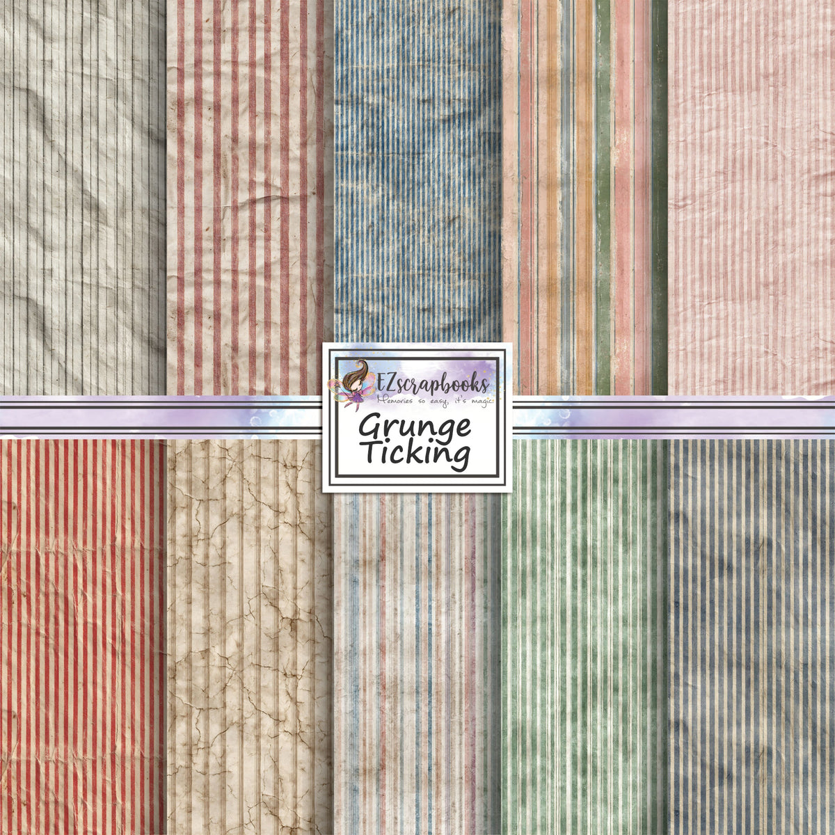 Grunge Ticking - 12X12 Scrapbook Paper Pack - 26-8177