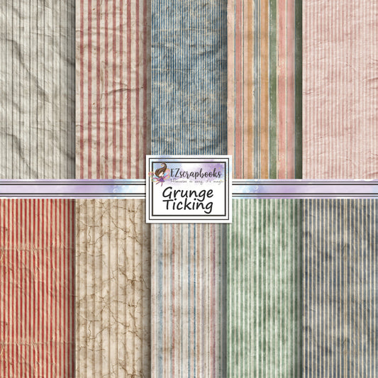 Grunge Ticking - 12X12 Scrapbook Paper Pack - 26-8177