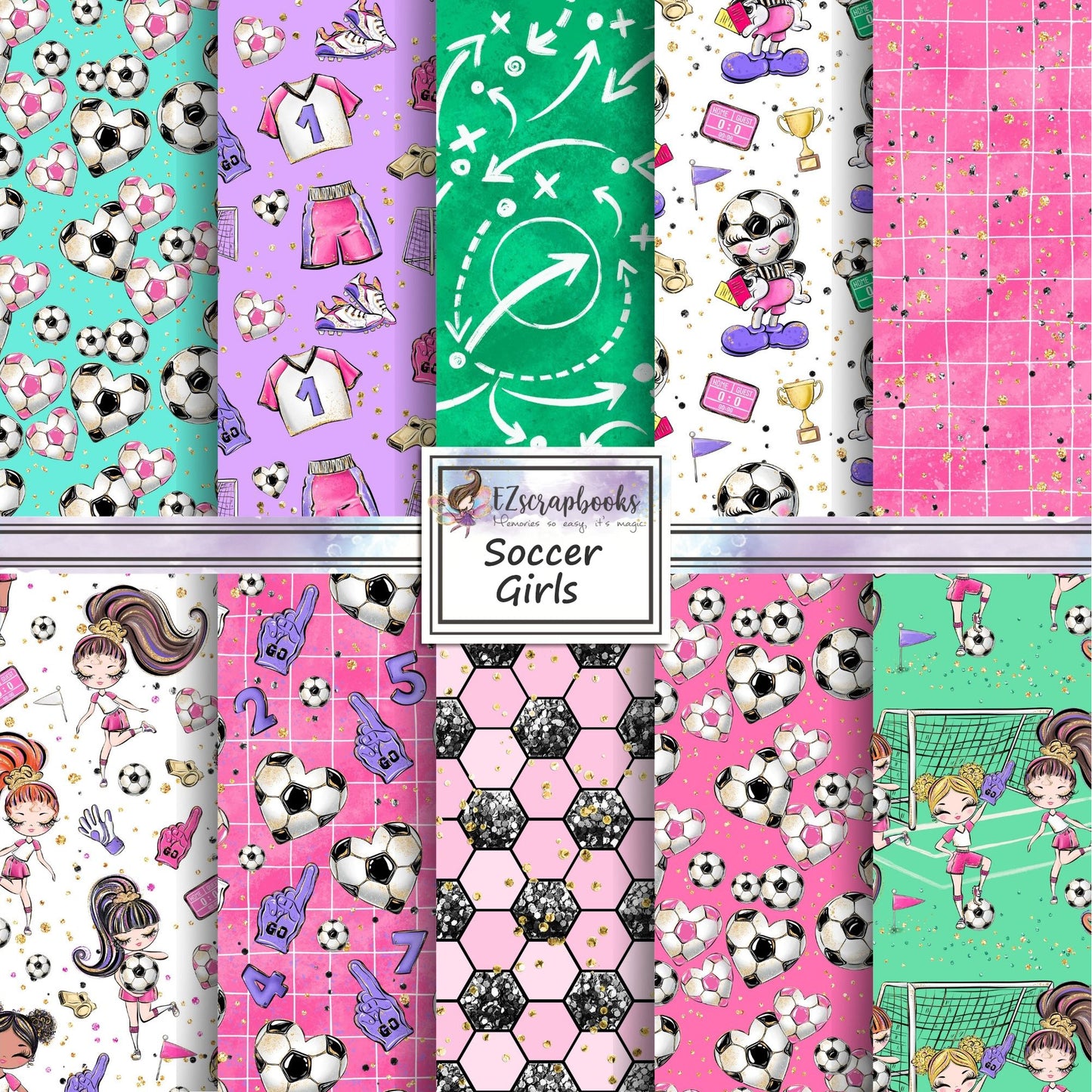 Soccer Girls - 12X12 Scrapbook Paper Pack - 26-8181