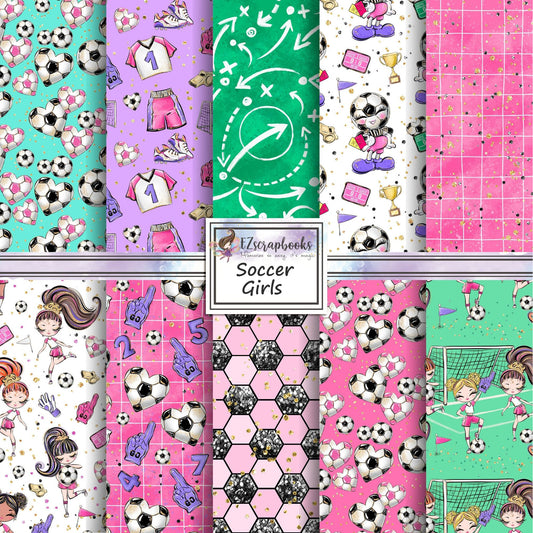Soccer Girls - 12X12 Scrapbook Paper Pack - 26-8181