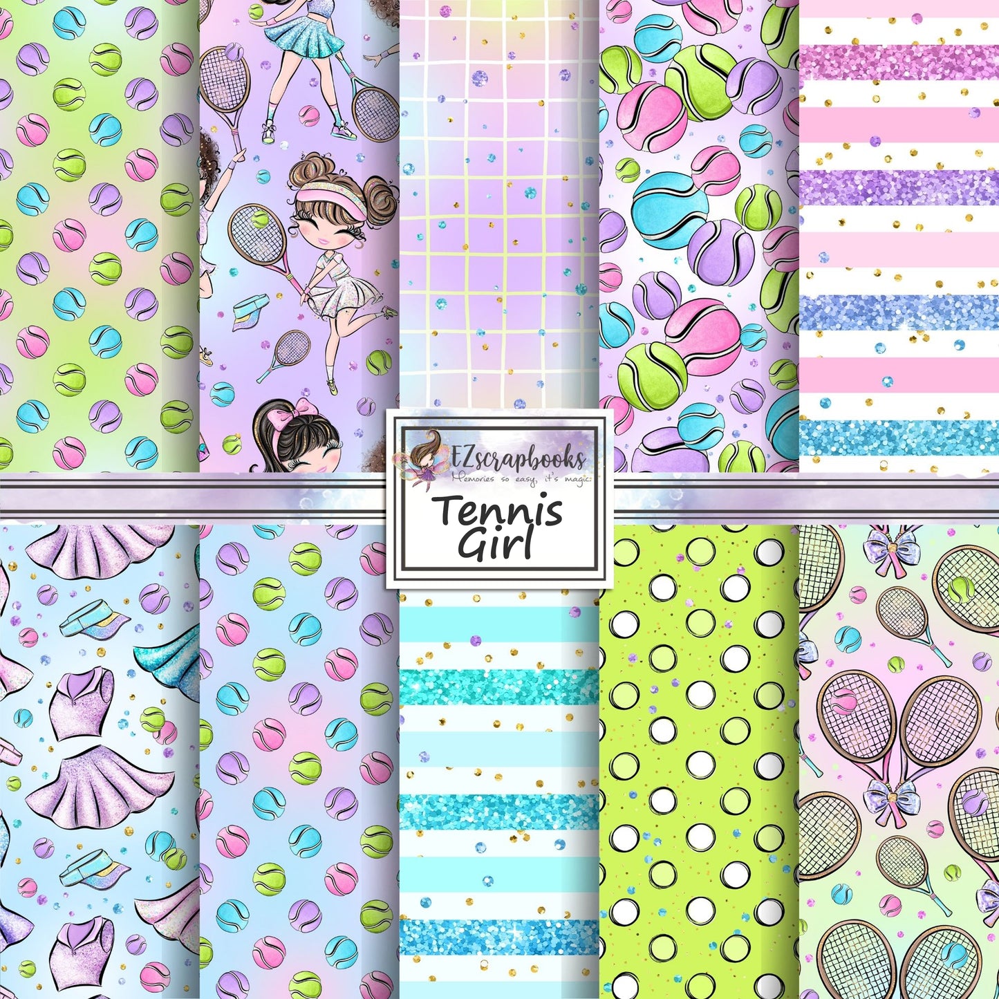 Tennis Girl - 12X12 Scrapbook Paper Pack - 26-8183
