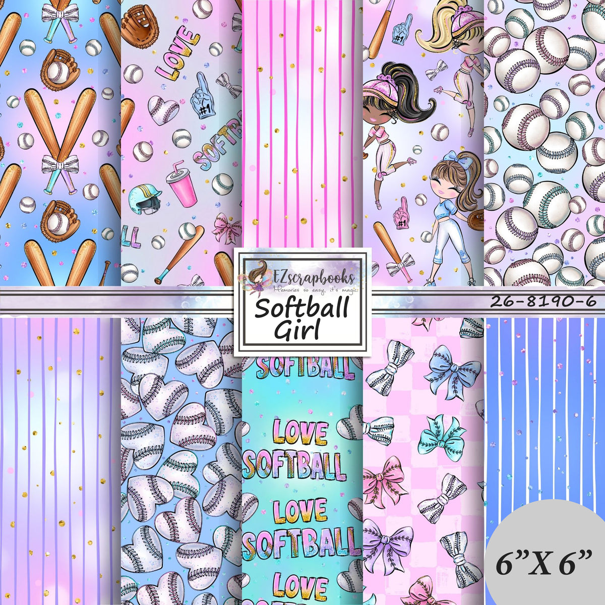 Softball Girls - 6X6 Paper Pack - 26-8190-6
