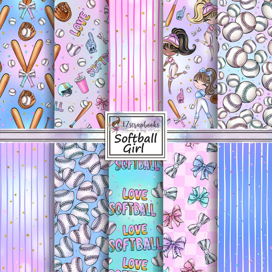 Softball Girl - 12X12 Scrapbook Paper Pack - 26-8190