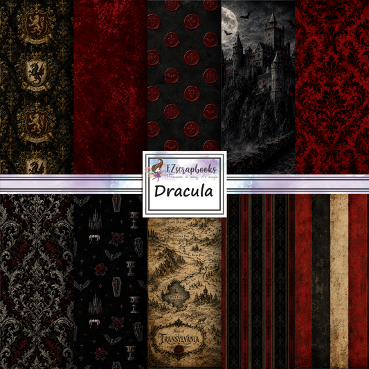 Dracula - Halloween - 12X12 Scrapbook Paper Pack - 26-8214