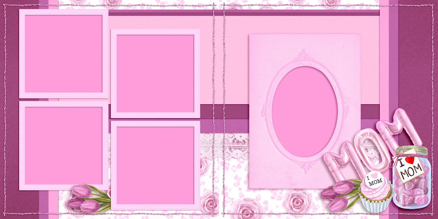 I Heart Mom - Set of 5 Double Page Scrapbook Layouts - 25-1042