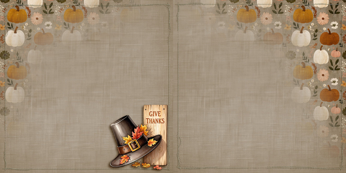 Give Thanks - Thanksgiving -EZ Background Pages -  Digital Bundle - 10 Digital Scrapbook Pages - INSTANT DOWNLOAD