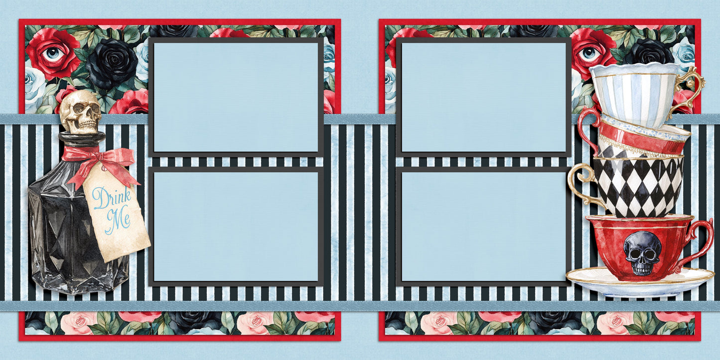 Haunted Alice - Set of 5 Double Page Scrapbook Layouts - 25-1084