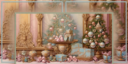 Pastel Christmas Background Page Set 2 NPM - Set of 5 Double Page Layouts - 1802