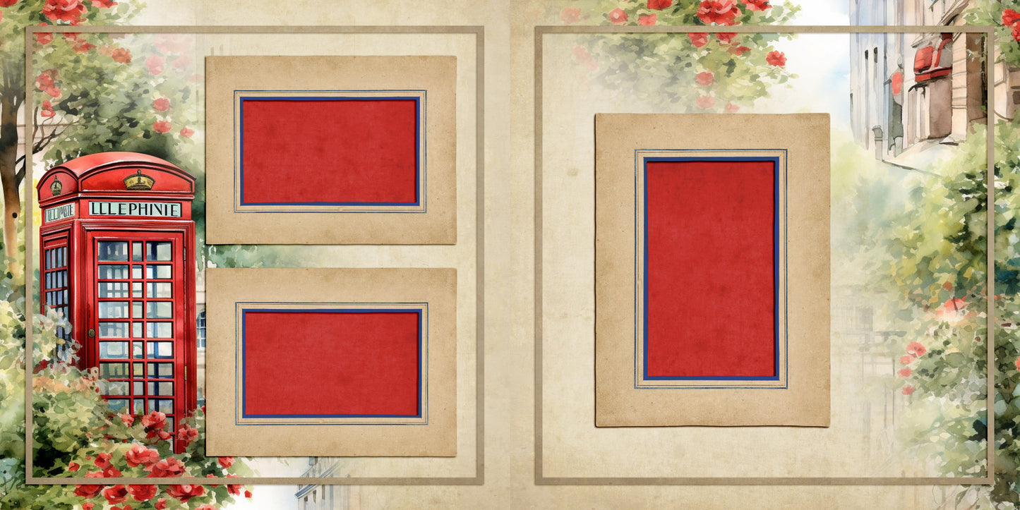 Hello London - Set of 5 Double Page Scrapbook Layouts - 25-1010