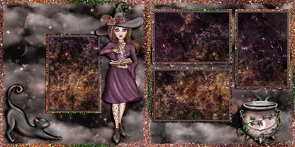 Woodland Witch - Set of 5 Double Page Scrapbook Layouts - 1808