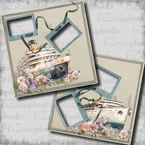 Girly Travel Cruise Ship - Vacation - EZ Digital Scrapbook Pages - INSTANT DOWNLOAD