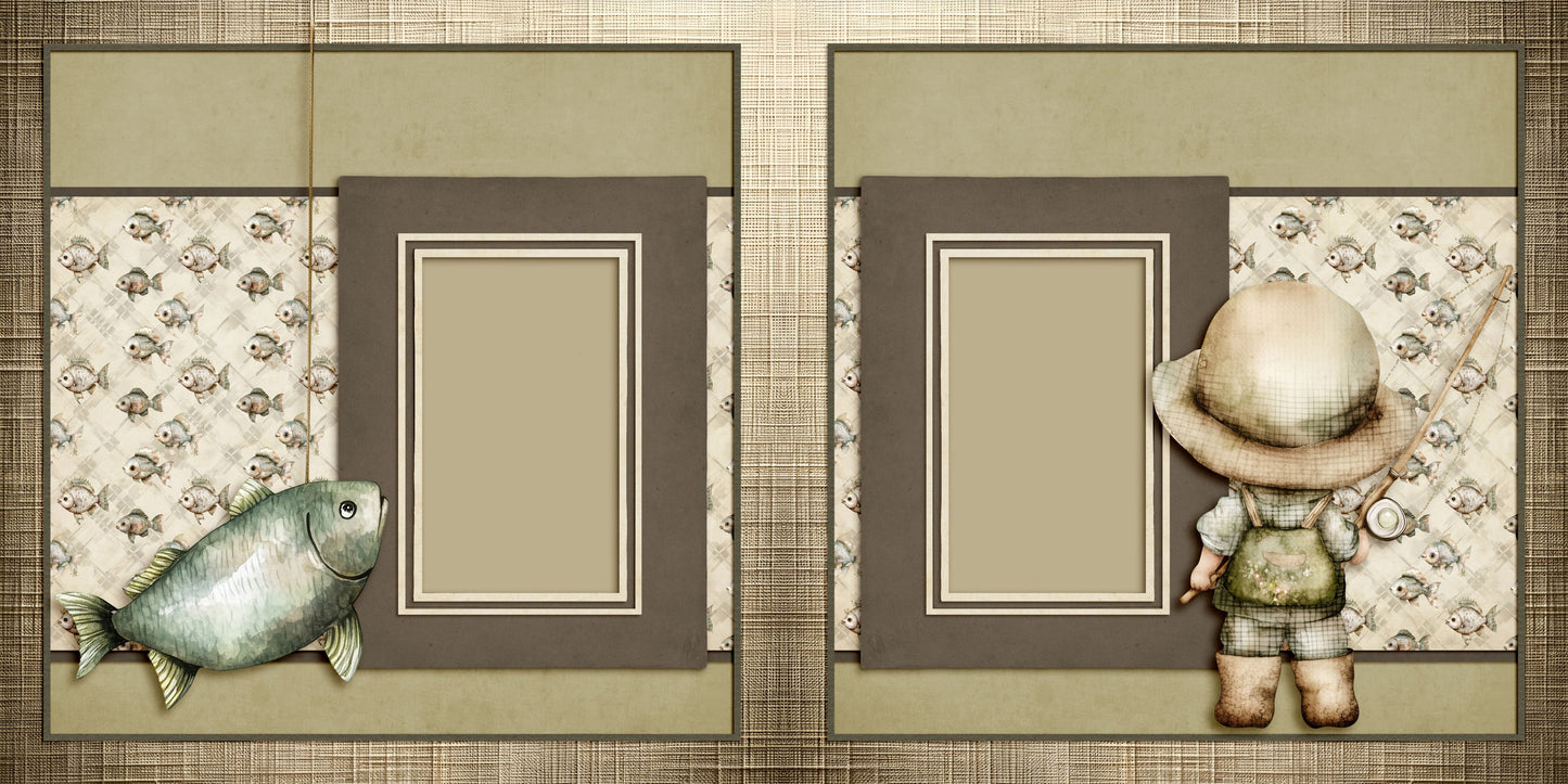 Cute Fisherman - Set of 5 Double Page Scrapbook Layouts - 25-1018