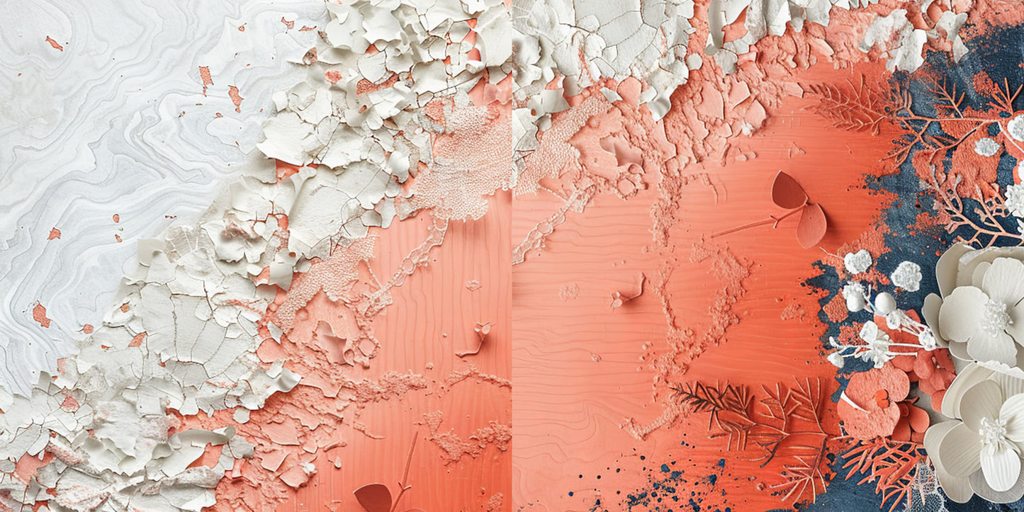 Navy Peach Distressed NPM - Set of 5 Double Page Scrapbook Layouts - 25-1041