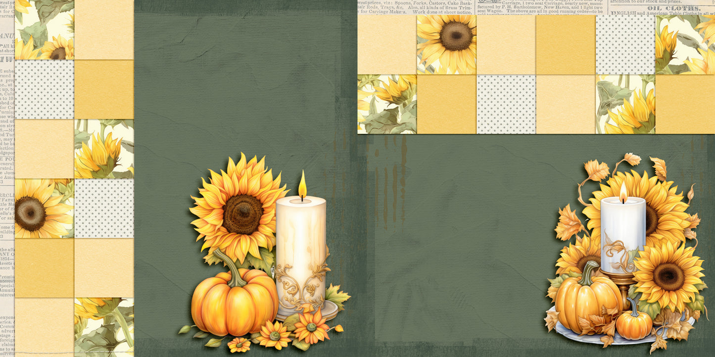 Sunflowers in Fall NPM - Set of 5 Double Page Layouts - 1817