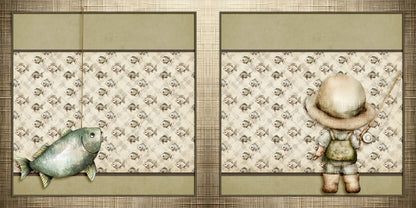 Cute Fisherman EZ Background Pages -  Digital Bundle - 10 Digital Scrapbook Pages - INSTANT DOWNLOAD