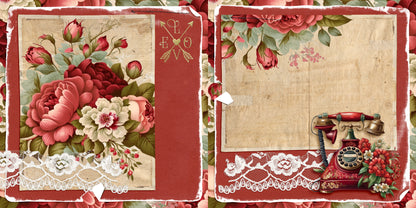 Vintage Valentine NPM - Set of 5 Double Page Layouts - 1873