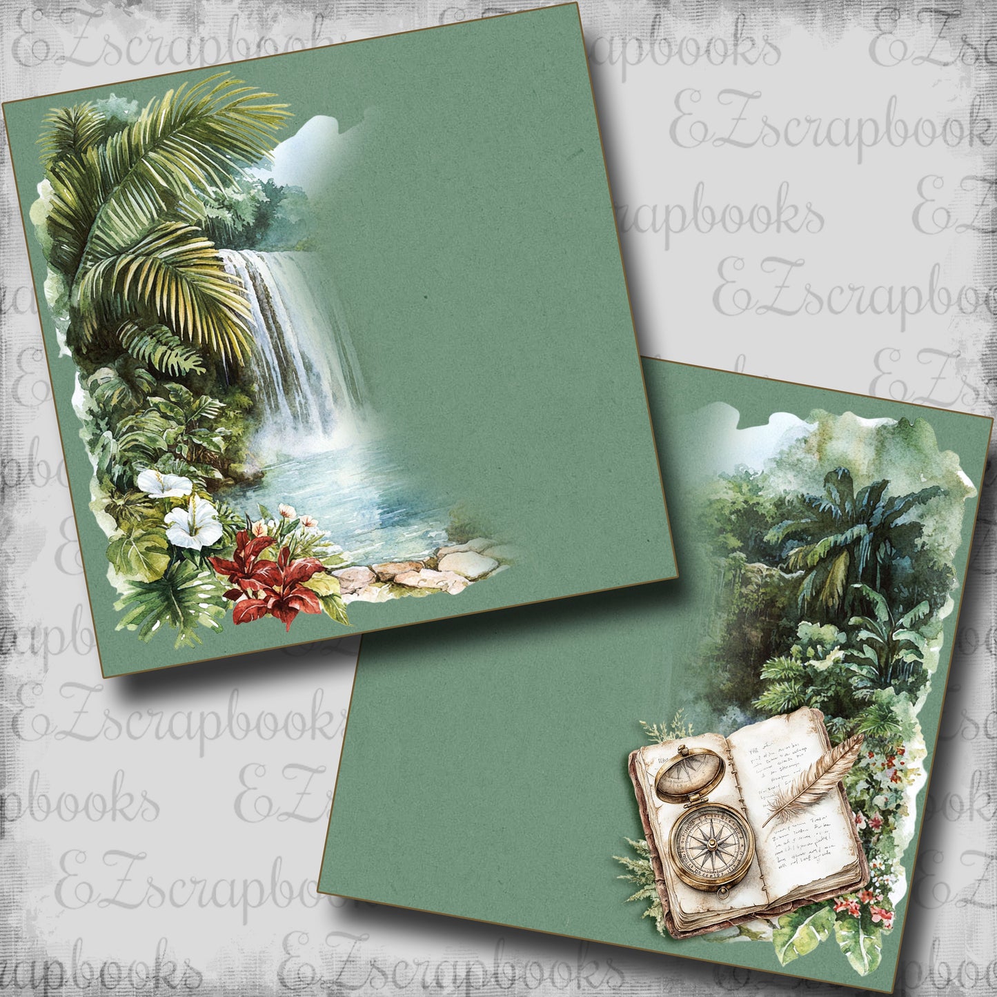 Jungle Safari Waterfall NPM - Scrapbook Layout - 25-575