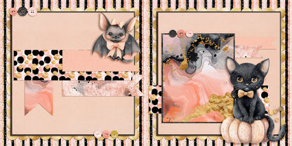 Cute Pink Halloween Kitty NPM - Scrapbook Layout - 24-669