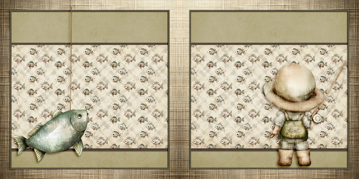 Cute Fisherman NPM - Set of 5 Double Page Scrapbook Layouts - 25-1019