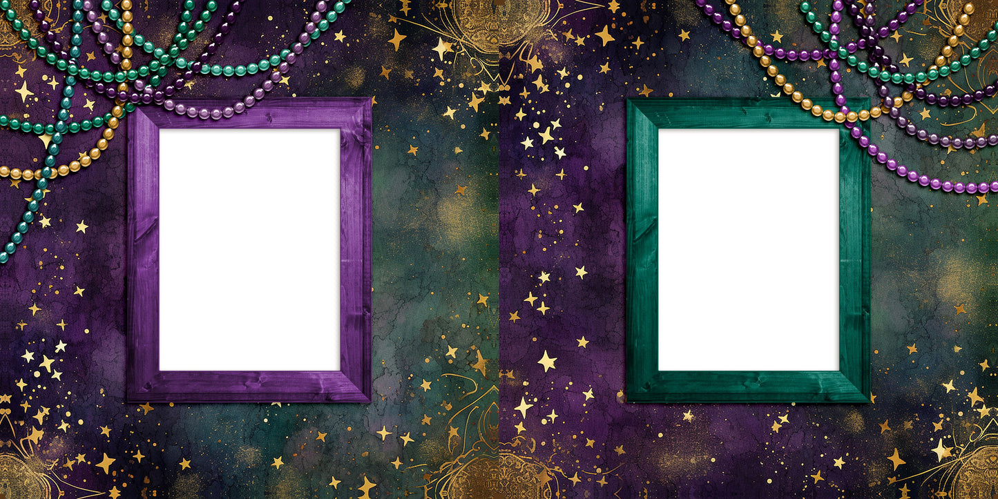 Mardi Gras Time Beads - EZ Digital Scrapbook Pages - INSTANT DOWNLOAD