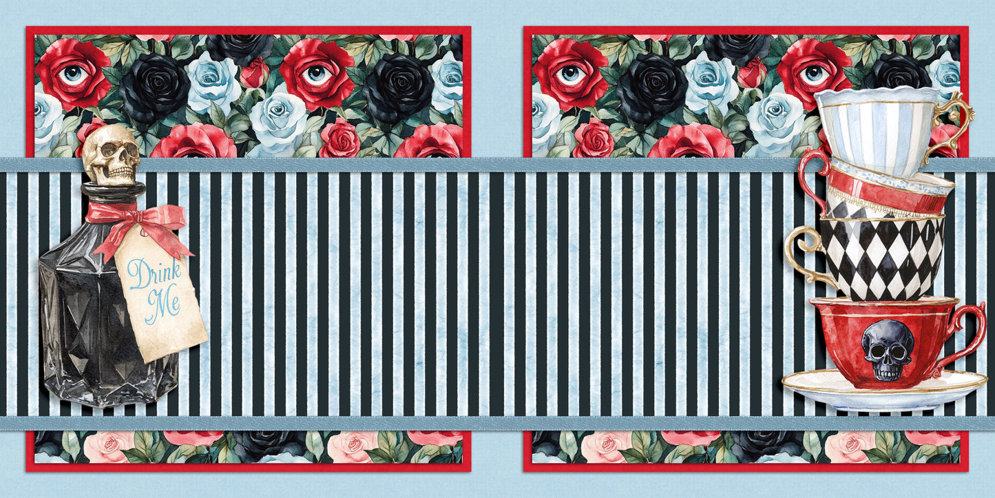 Haunted Alice EZ Background Pages -  Digital Bundle - 10 Digital Scrapbook Pages - INSTANT DOWNLOAD