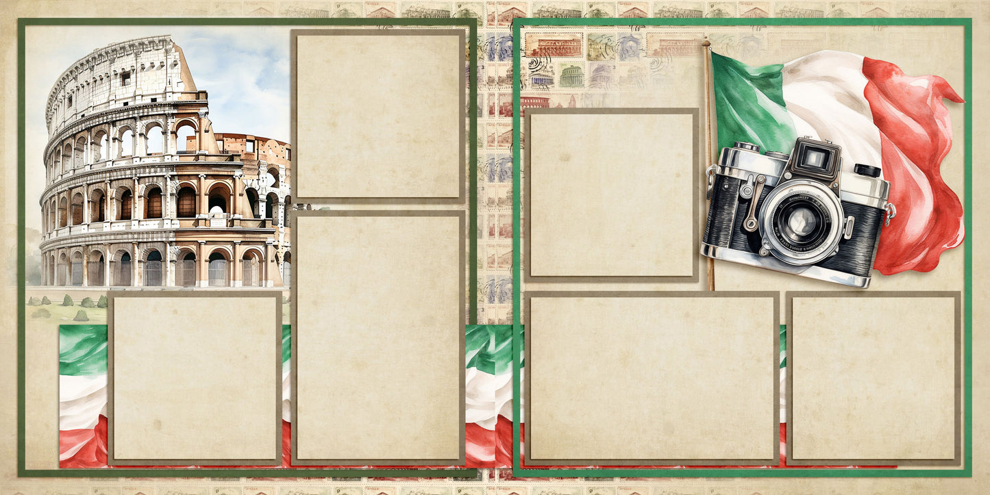 Ciao Roma - Set of 5 Double Page Scrapbook Layouts - 25-1020