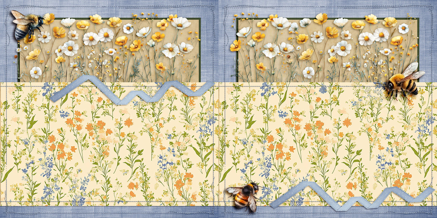 Honey Bee EZ Background Pages -  Digital Bundle - 10 Digital Scrapbook Pages - INSTANT DOWNLOAD