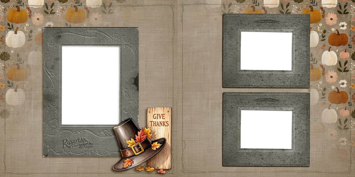 Give Thanks Pilgrim Hat - EZ Digital Scrapbook Quick Page Layout - INSTANT DOWNLOAD
