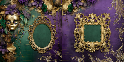 Mardi Gras Time - Set of 5 Double Page Scrapbook Layouts - 25-1022