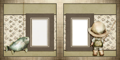 Cute Fisherman - EZ Digital Scrapbook Pages - INSTANT DOWNLOAD