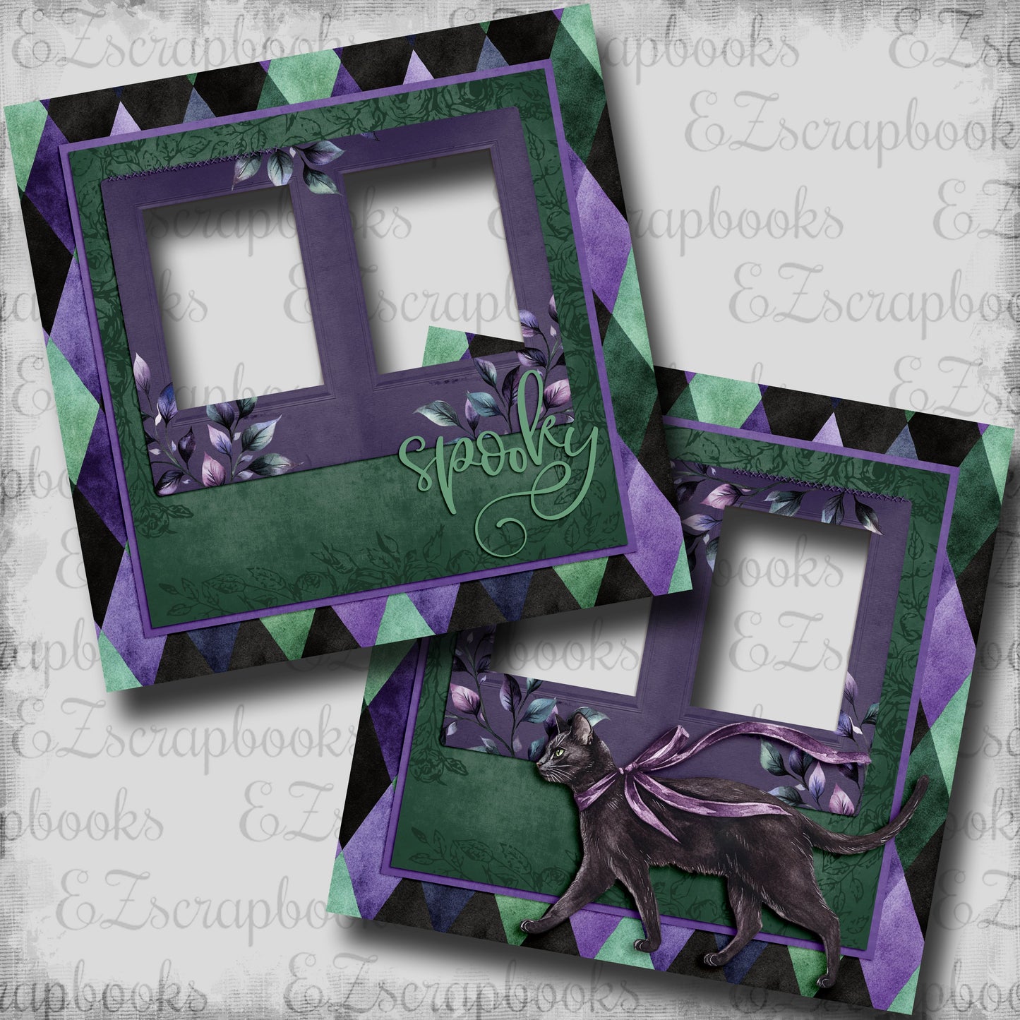 Spooky Kitty - EZ Digital Scrapbook Pages - INSTANT DOWNLOAD