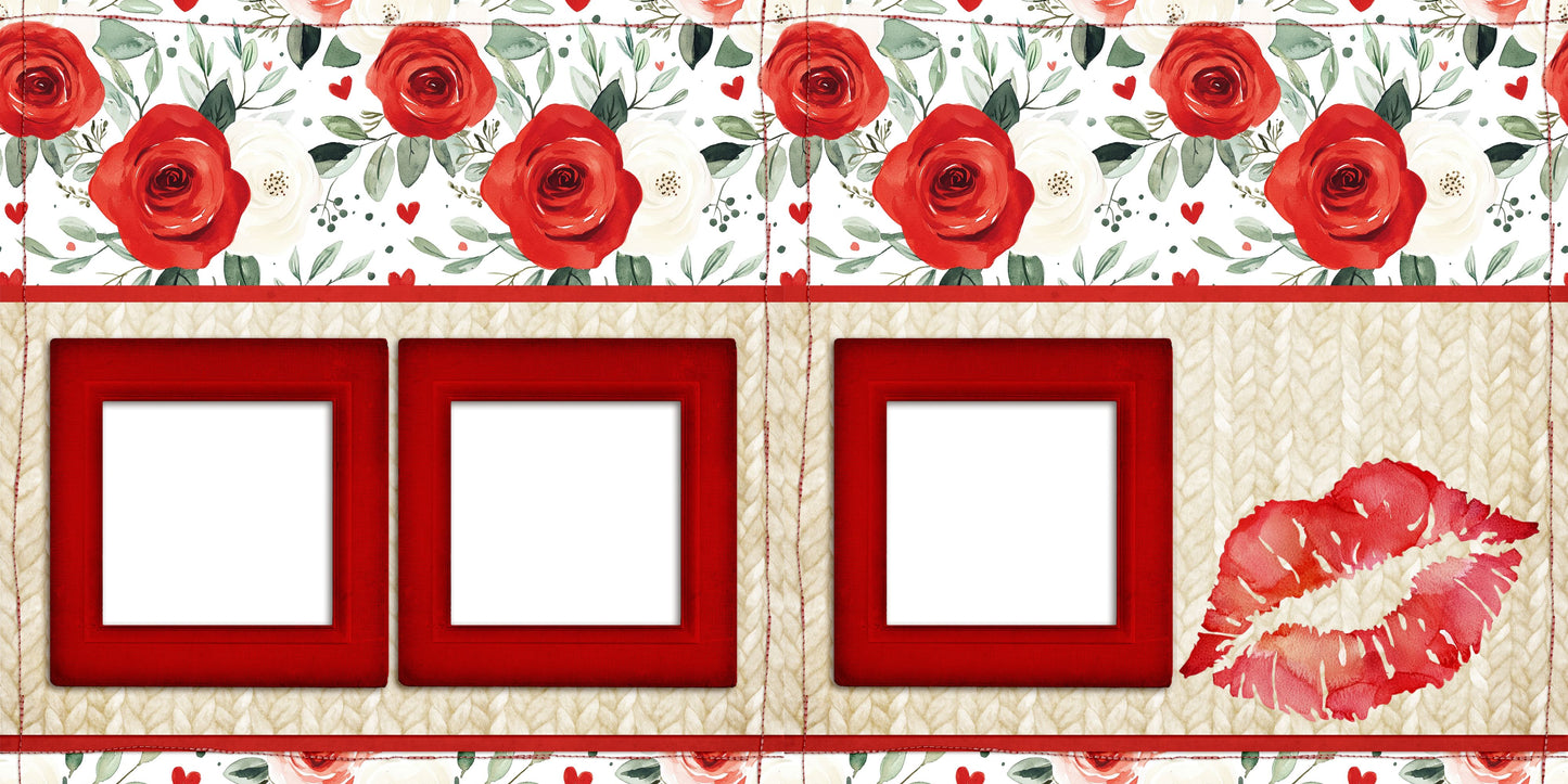 Valentine Kiss - EZ Digital Scrapbook Pages - INSTANT DOWNLOAD