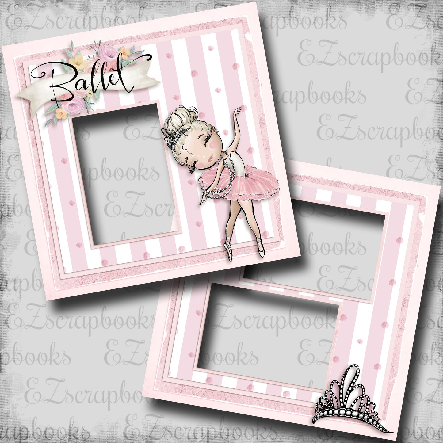 Ballet Tiara - Blonde Hair - EZ Digital Scrapbook Pages - INSTANT DOWNLOAD