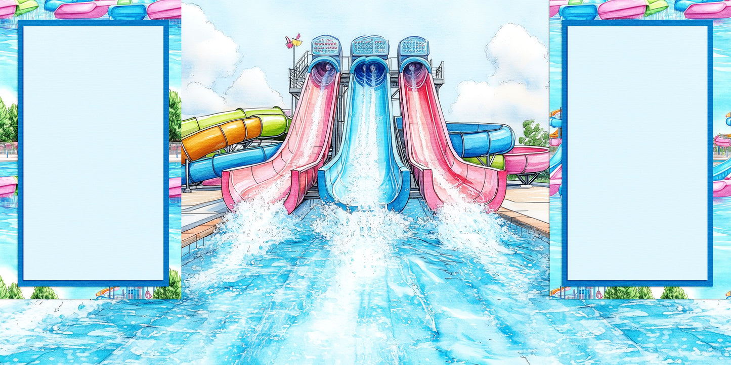 Waterpark NPM - Set of 5 Double Page Scrapbook Layouts - 25-1077