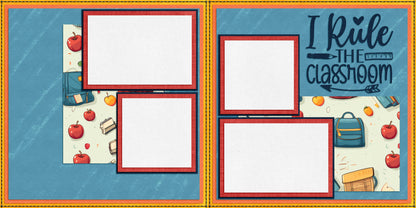 Back to School Blue - Set of 5 Double Page Scrapbook Layouts - 24-1002