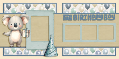 Birthday Boy Animals - Set of 5 Double Page Scrapbook Layouts - 25-1058