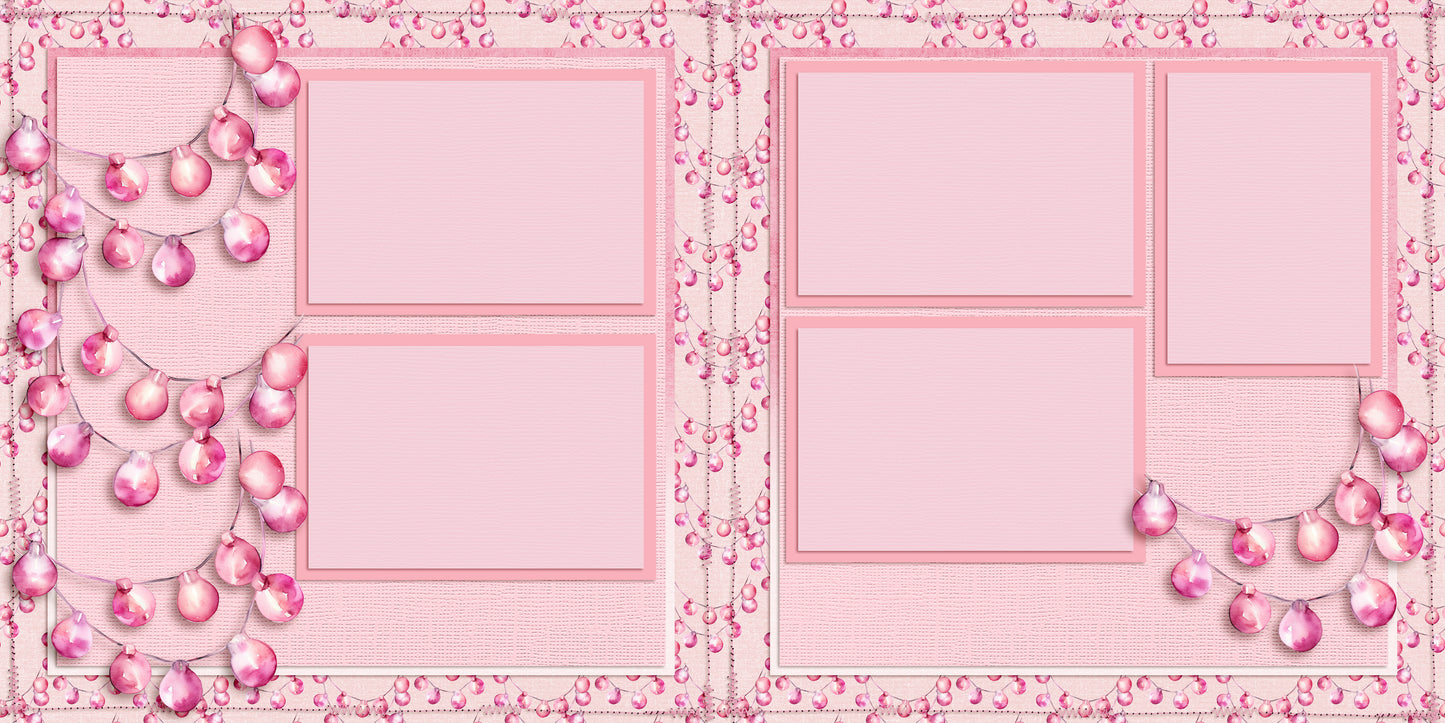 Pink & Silver Christmas - Set of 5 Double Page Layouts - 1790