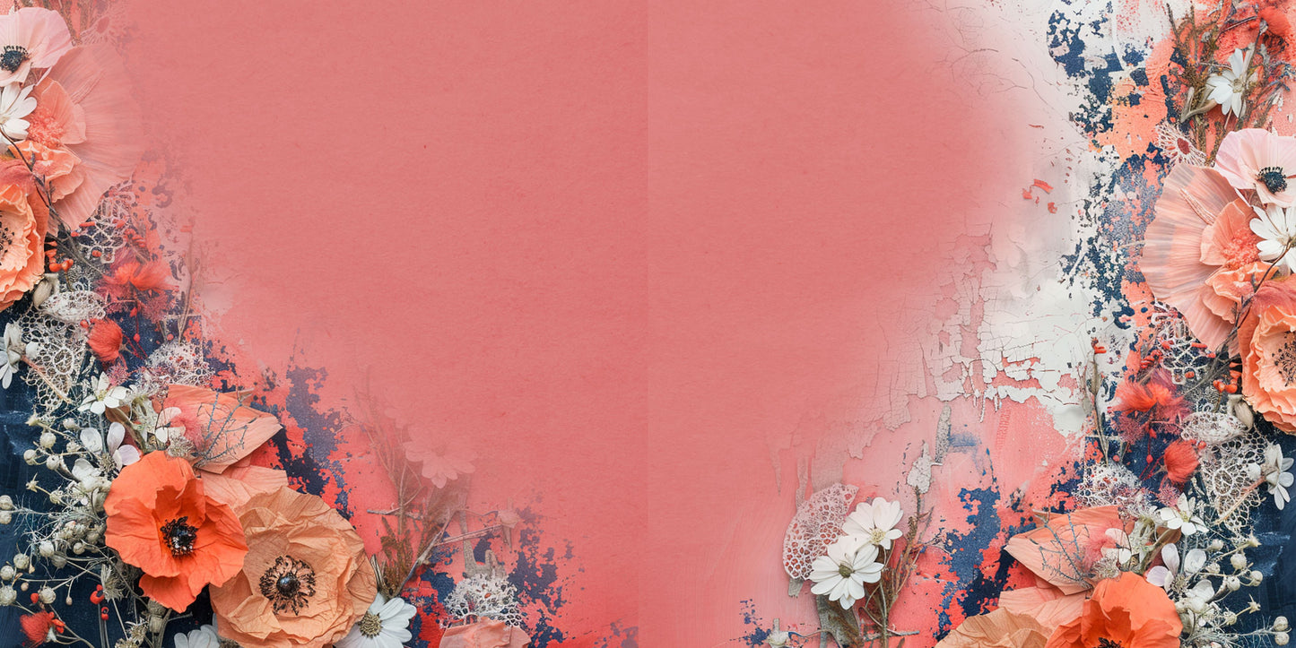 Navy Peach Distressed NPM - Set of 5 Double Page Scrapbook Layouts - 25-1041