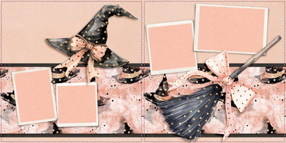 Cute Pink Halloween Witch - Scrapbook Layout - 24-670