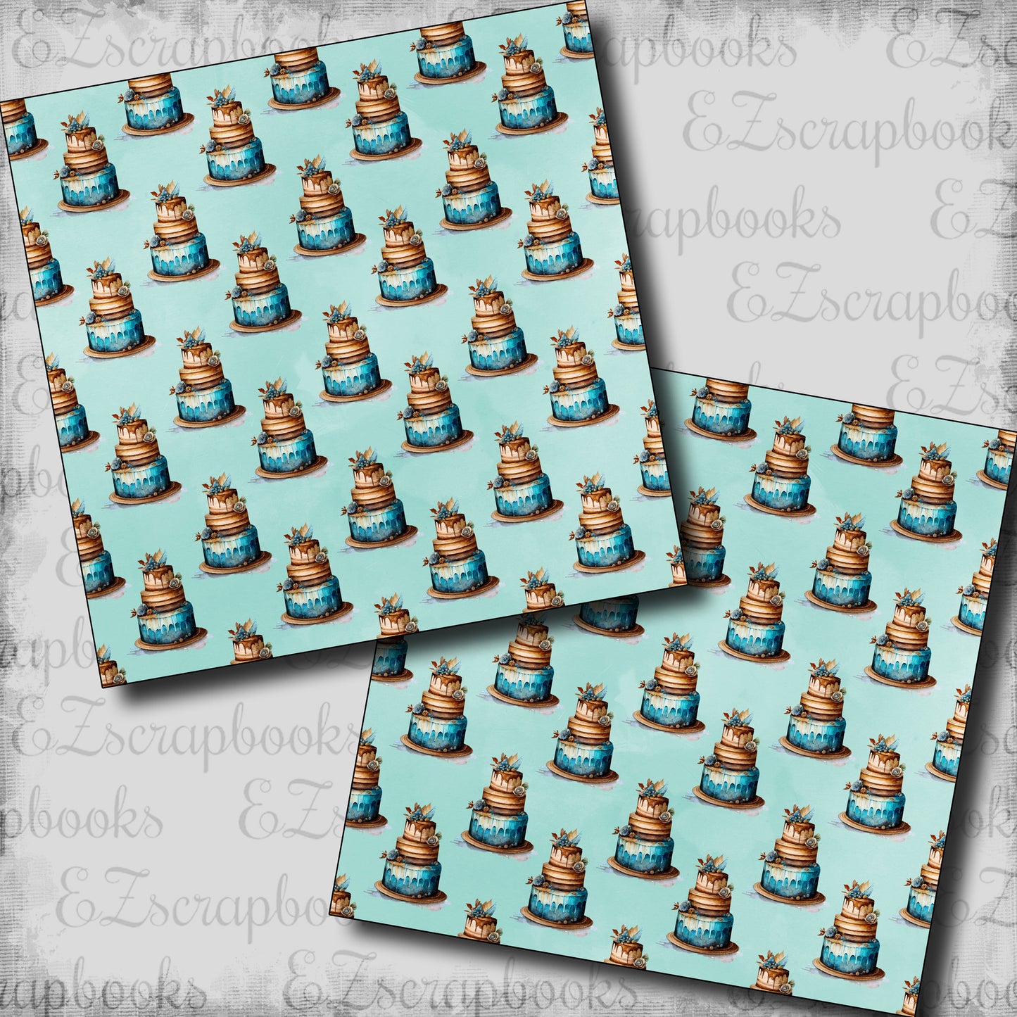 Blue Birthday Cake - Scrapbook Papers - 24-112