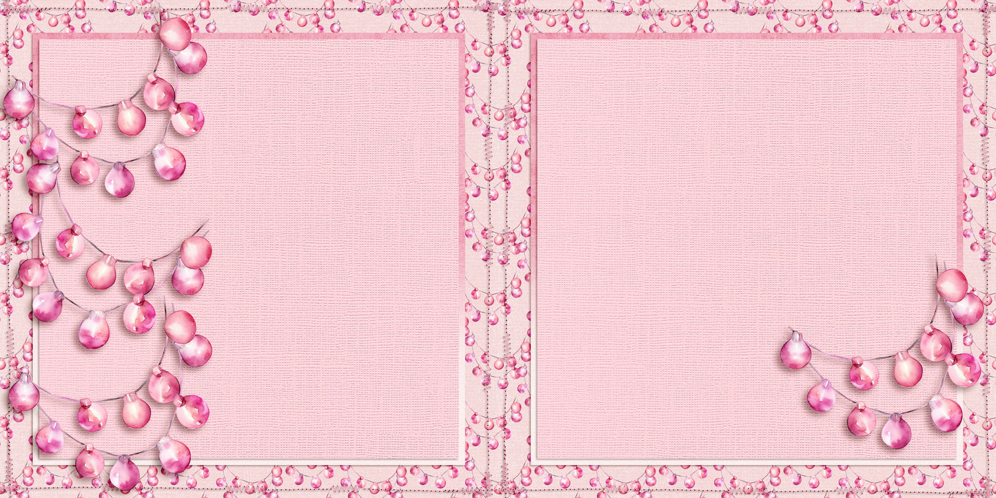 Pink & Silver Christmas NPM - Set of 5 Double Page Layouts - 1791