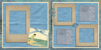 Beachy - Set of 5 Double Page Scrapbook Layouts - 1986