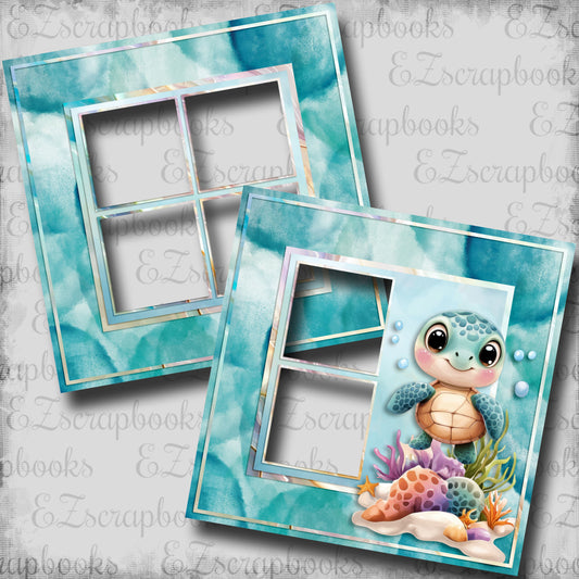 Turquoise Turtle - EZ Digital Scrapbook Pages - INSTANT DOWNLOAD