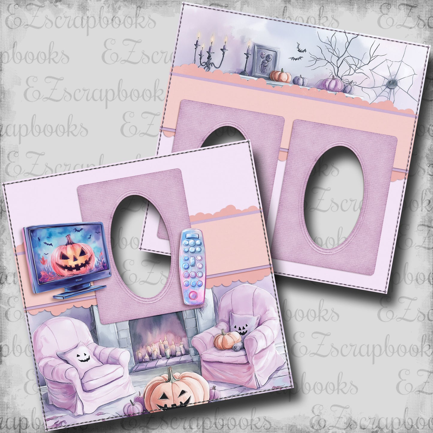 Spooky Movie Night - EZ Digital Scrapbook Pages - INSTANT DOWNLOAD