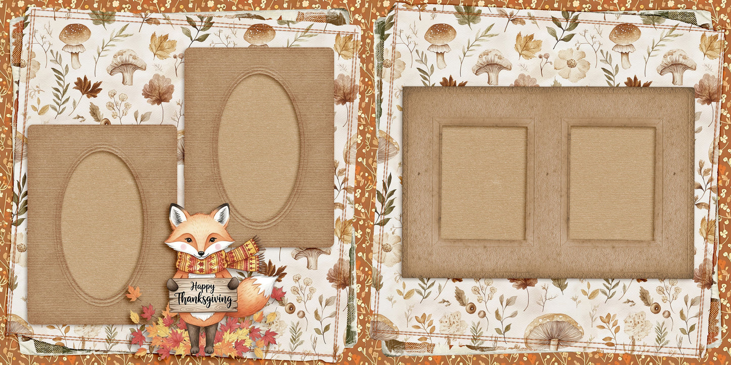 Happy Thanksgiving Fox - Scrapbook Layout - 25-896
