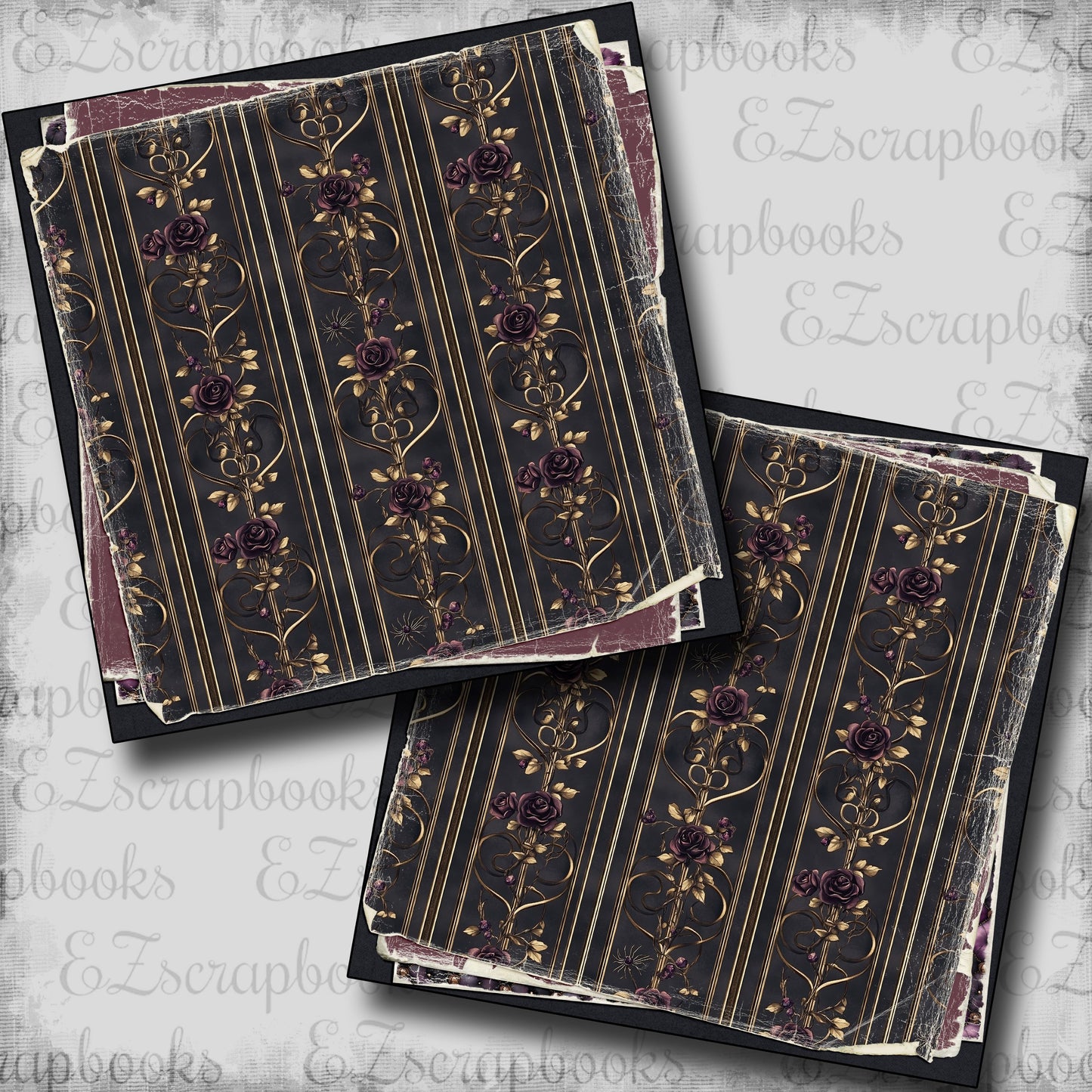 Baroque Halloween Hearts NPM - Scrapbook Layout - 25-854