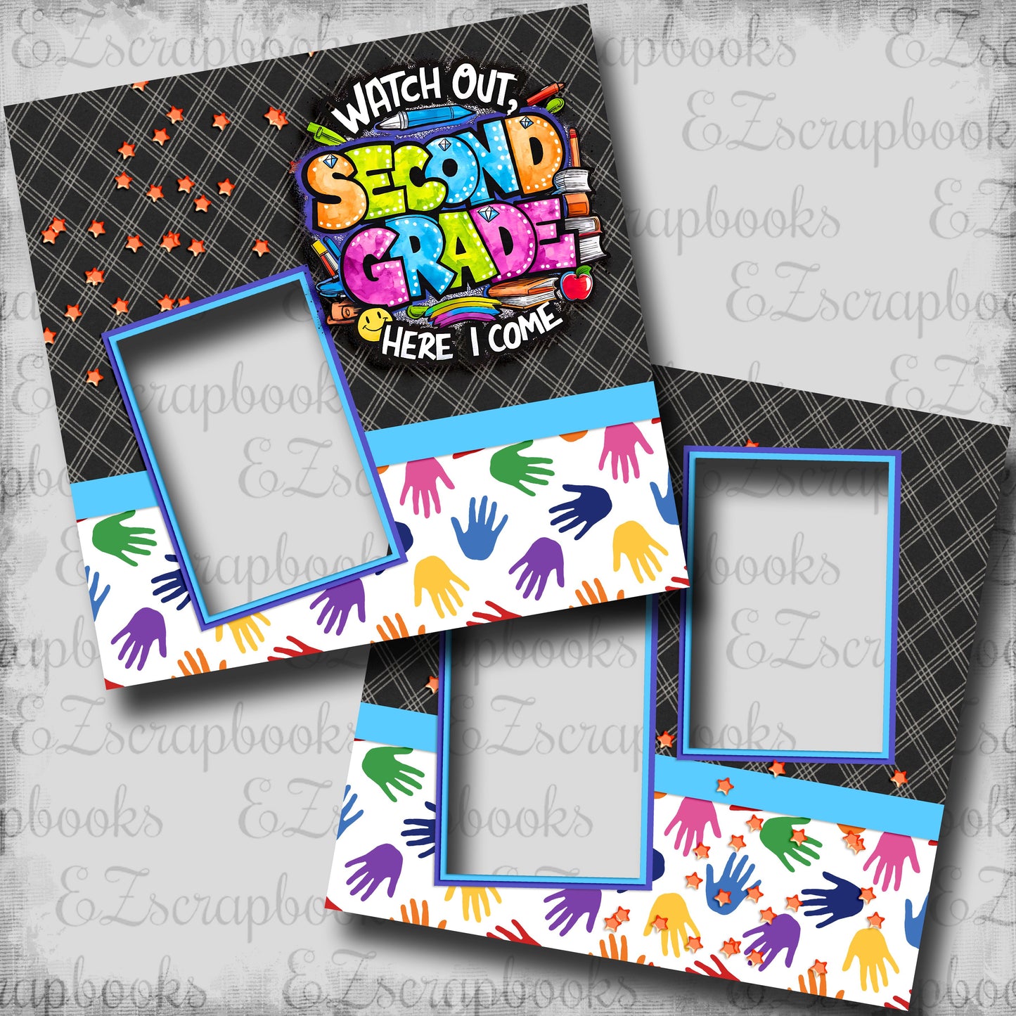 Second Grade Boy - EZ Digital Scrapbook Pages - INSTANT DOWNLOAD